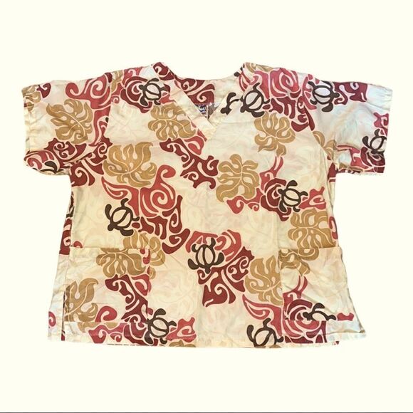 Hawaiian Togs  Scrub Top Honu Print 2XL - Picture 2 of 6